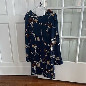 Ganni navy blue dress with beautiful print, NWT